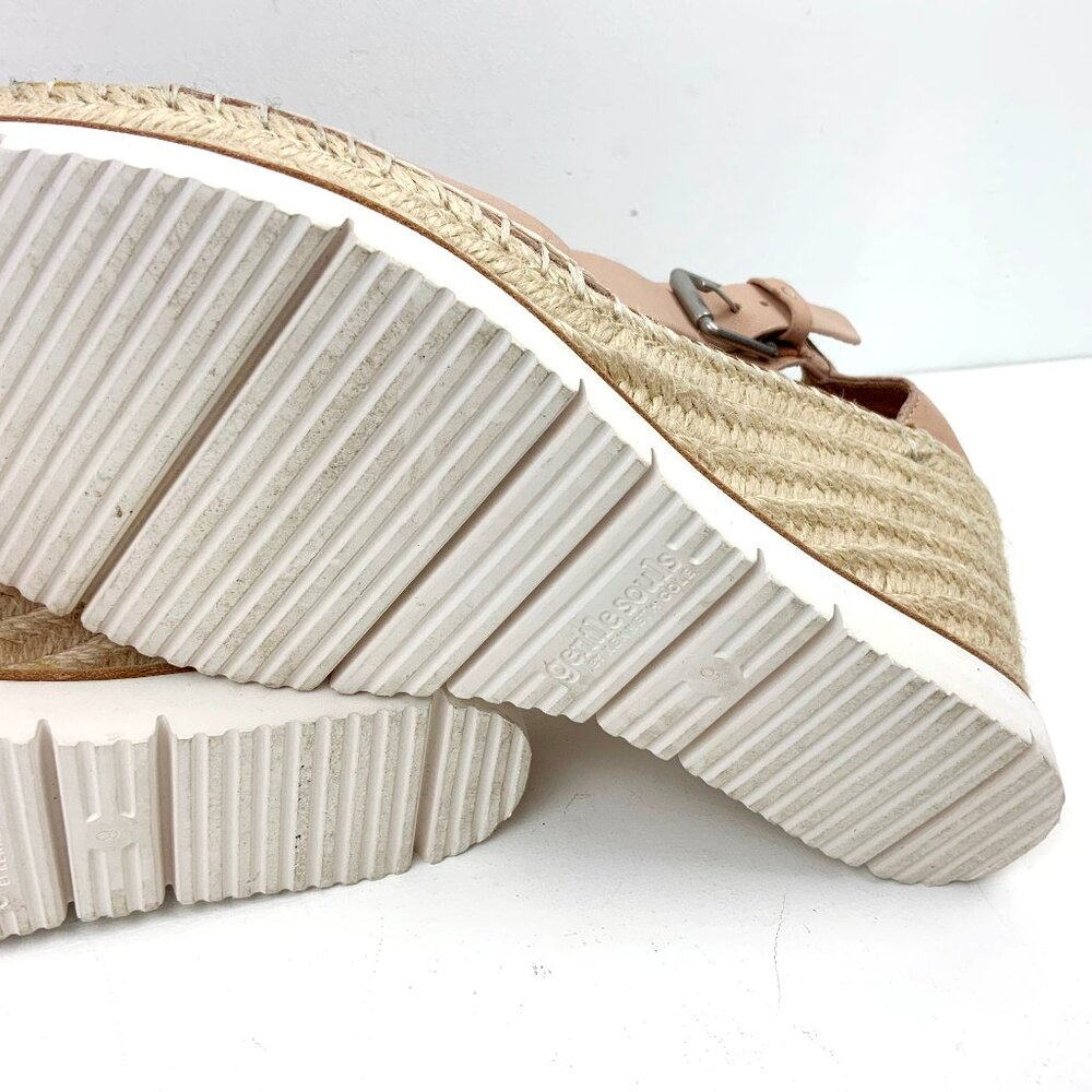 New Gentle Souls by Kenneth Cole Elyssa Easy T-Strap Wedge Sandals Sz 9 - Picture 11 of 16